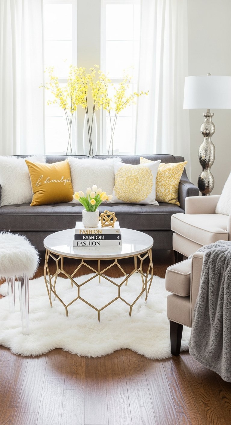 salon gris jaune moutarde