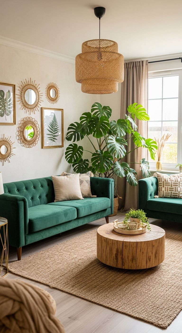 salon plantes suspension osier