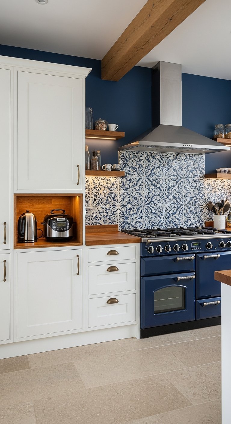 cuisine bleu marine credence zellige bleu