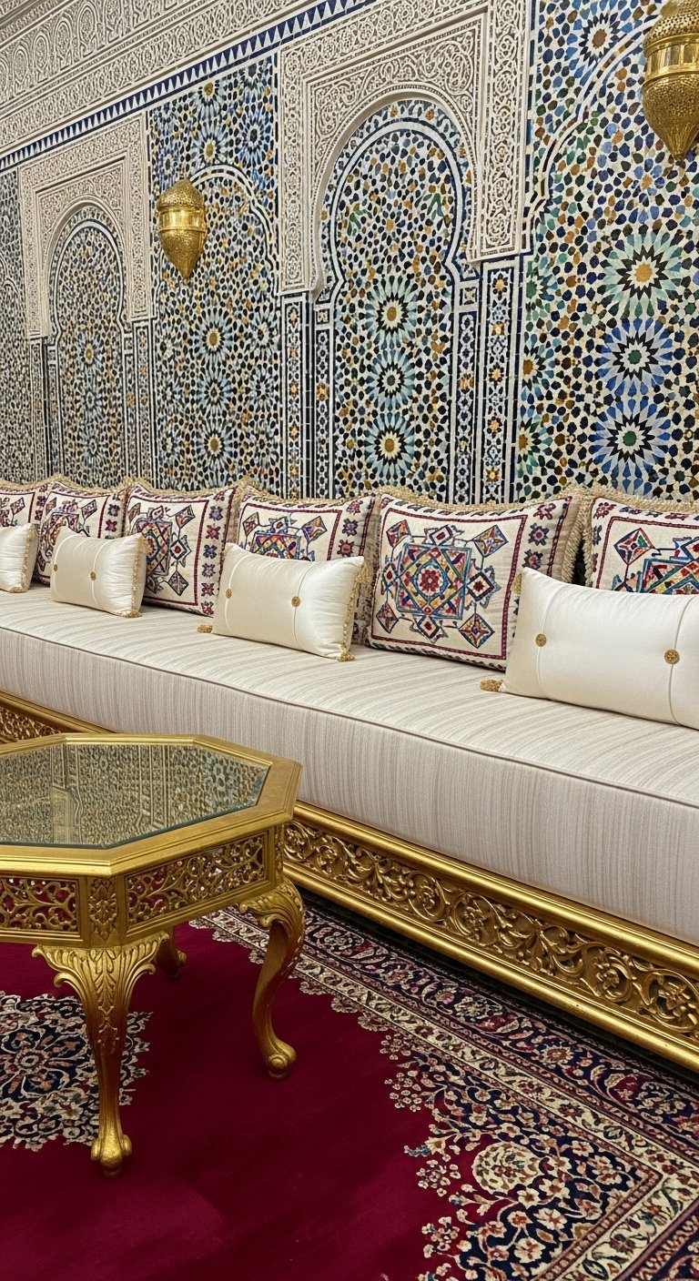 salon algerien zellige mur mosaique