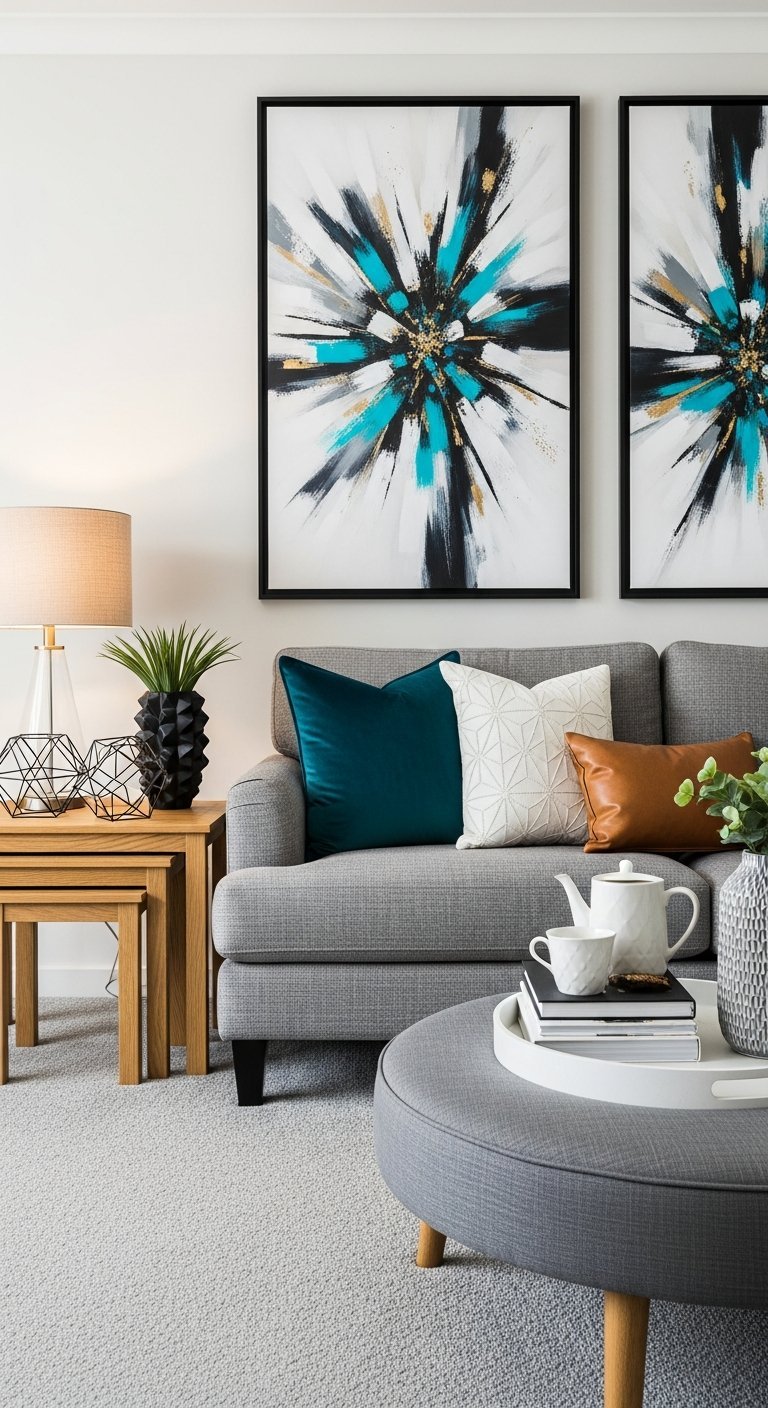 salon moderne touches bleu