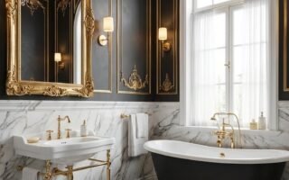 salle de bain luxe baroque noir