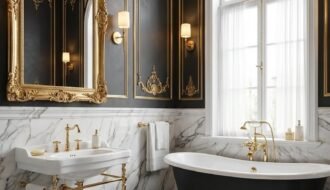 salle de bain luxe baroque noir