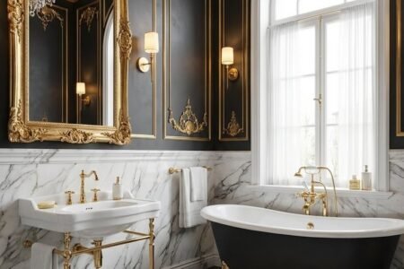 salle de bain luxe baroque noir