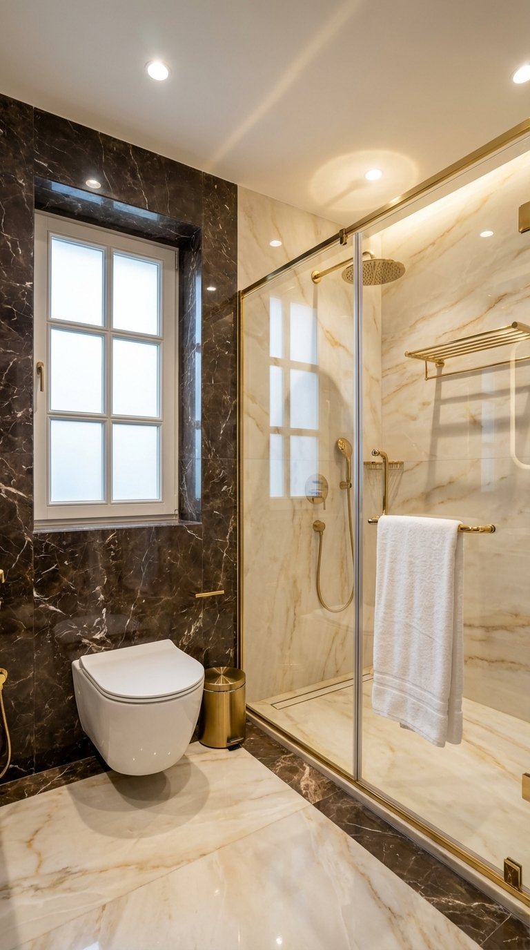 salle de bain marbre sombre