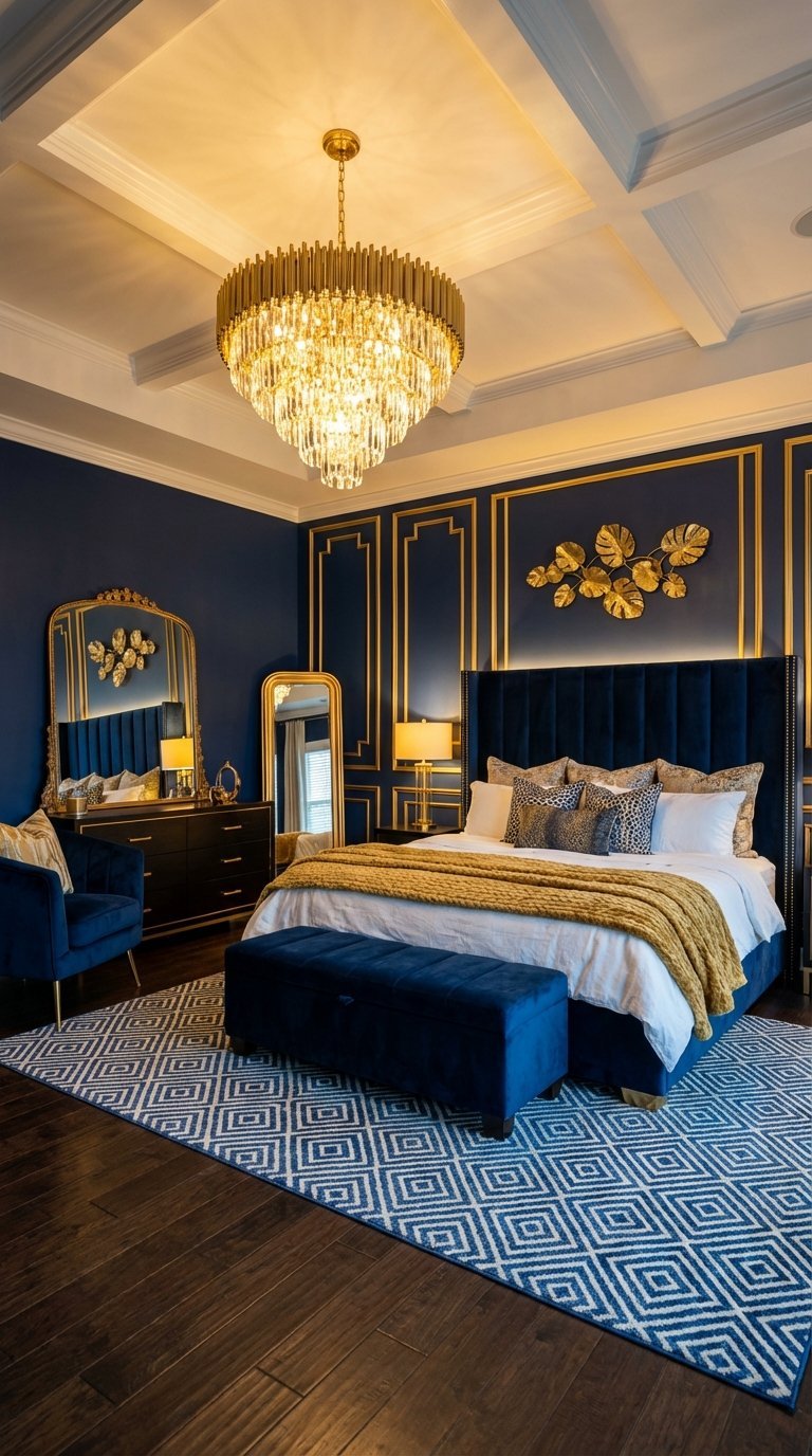 reflets or et bleu deco