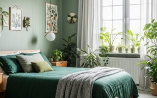 linge lit vert fonce lustre dore