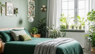 linge lit vert fonce lustre dore