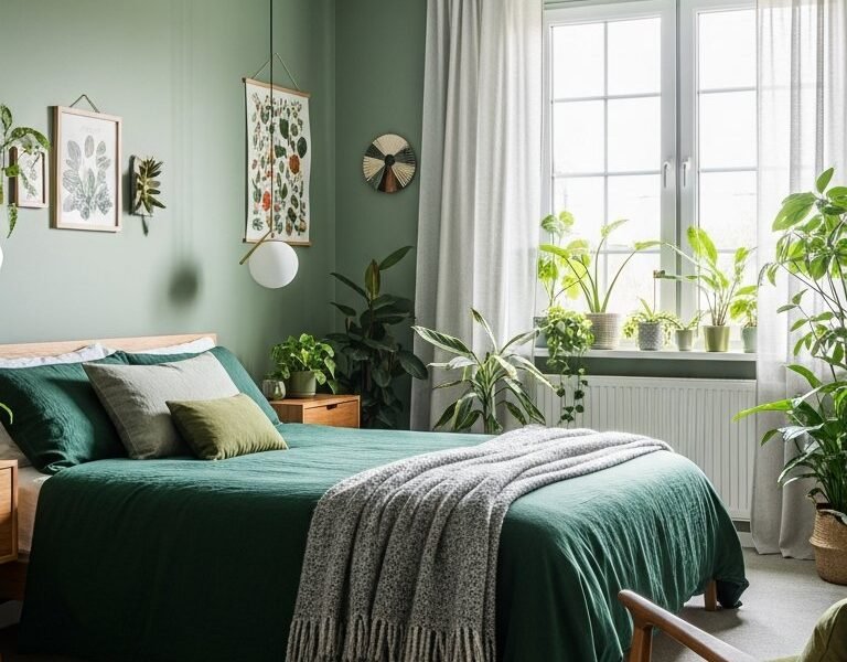 linge lit vert fonce lustre dore