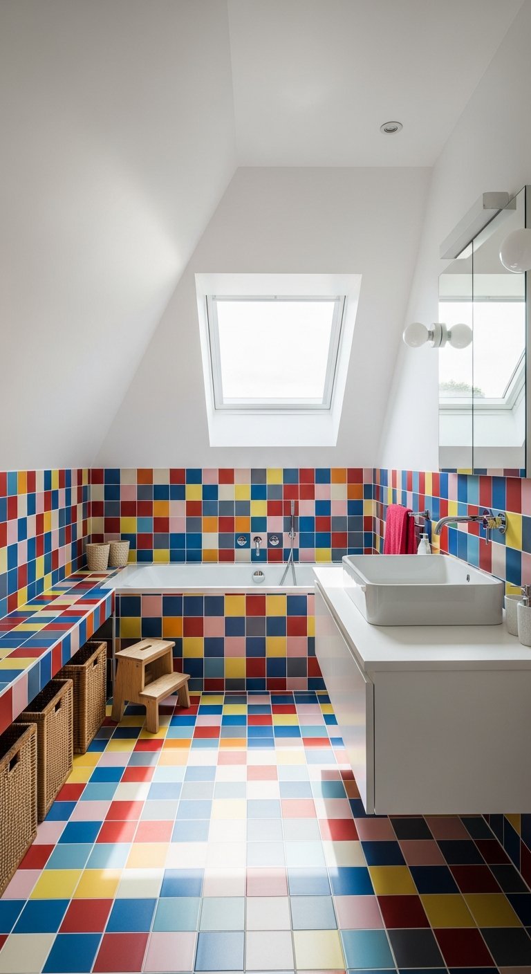 salle de bain carrelage mondrian