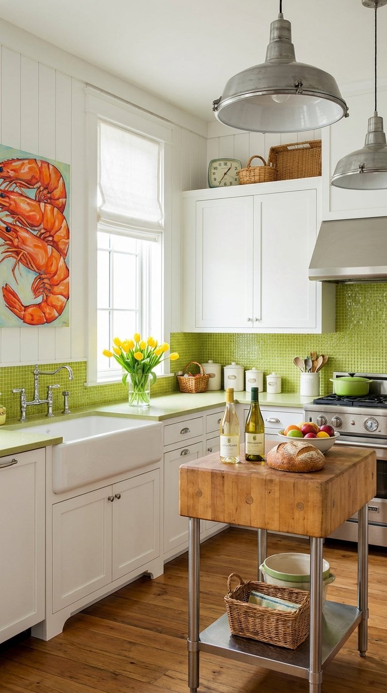 cuisine blanche vert pomme