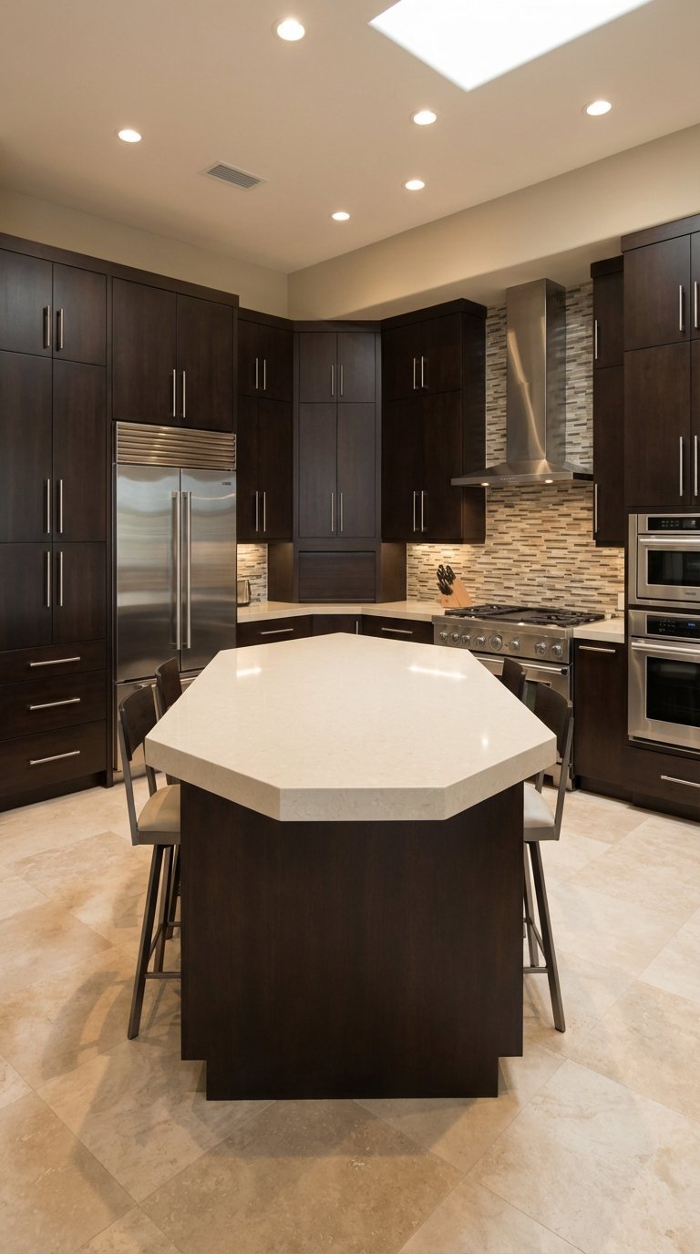 cuisine traditionnelle bois fonce inox