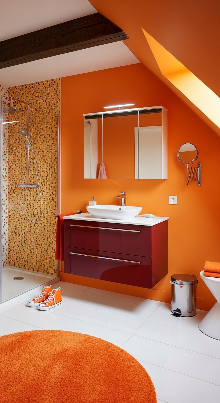 salle de bain mosaique orange