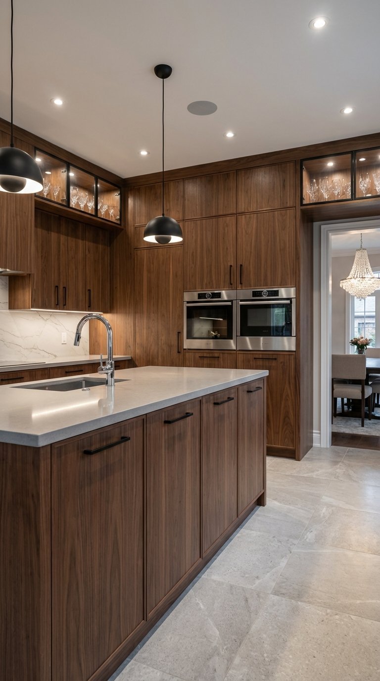 luminaires dome cuisine bois fonce