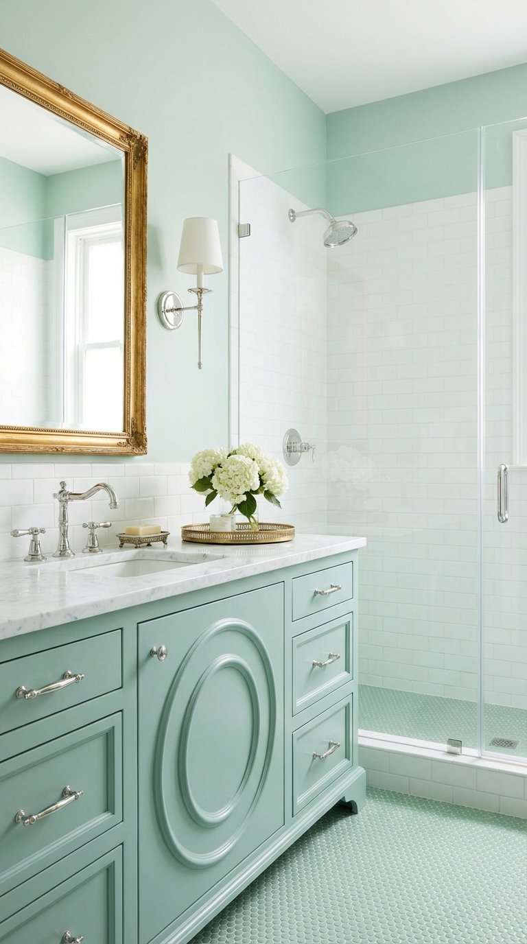 salle de bain vert pastel