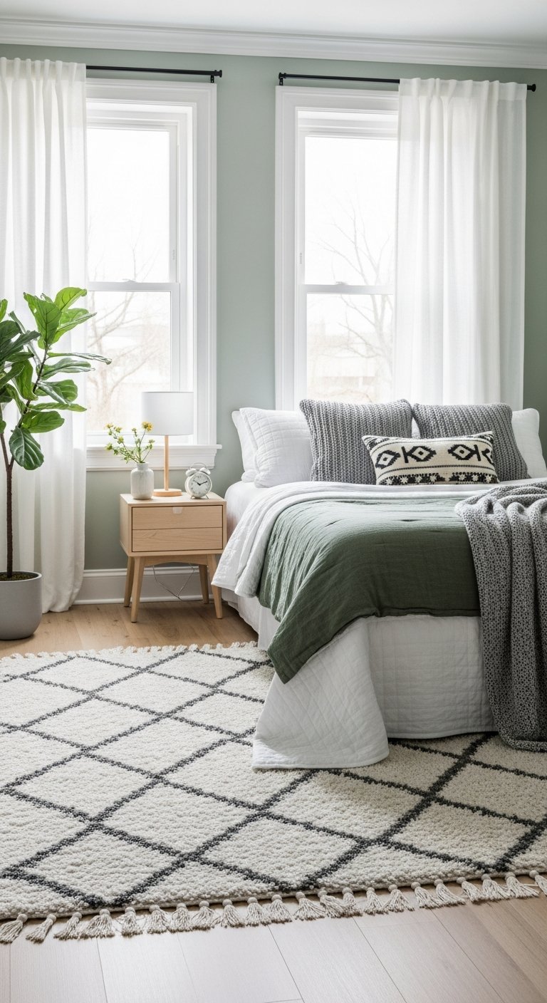 tapis berbere chambre lumineuse vert