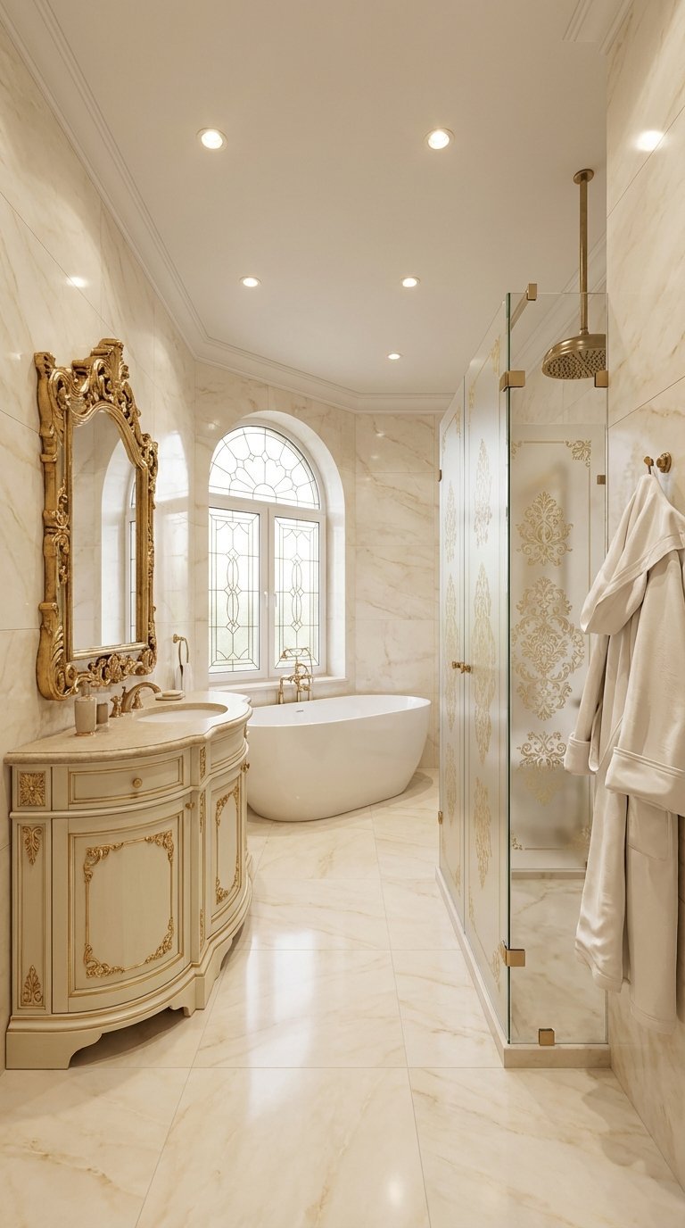 salle de bain baroque doree