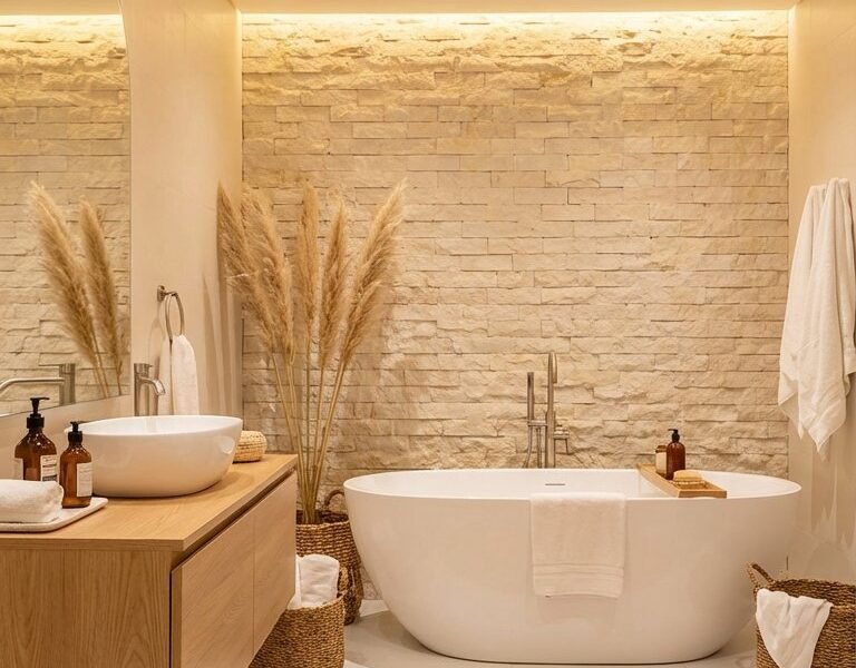 sol bois salle de bain zen