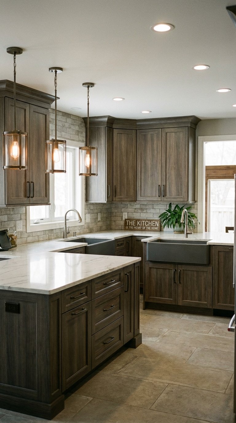 cuisine farmhouse moderne bois fonce