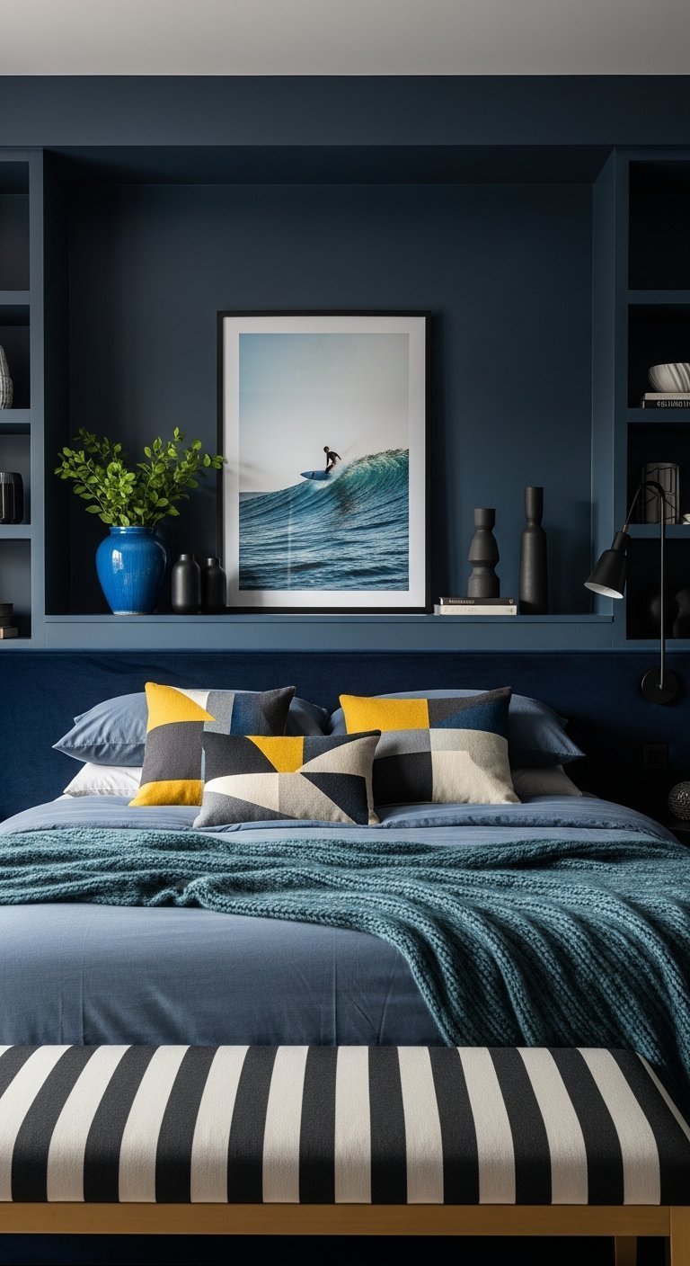 niche murale decorative bleu