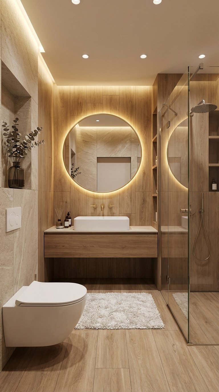 salle de bain effet bois