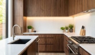 cuisine bois fonce grande fenetre