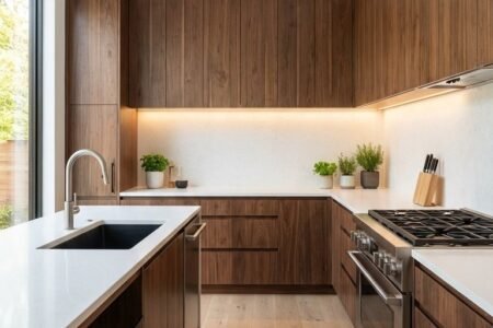 cuisine bois fonce grande fenetre