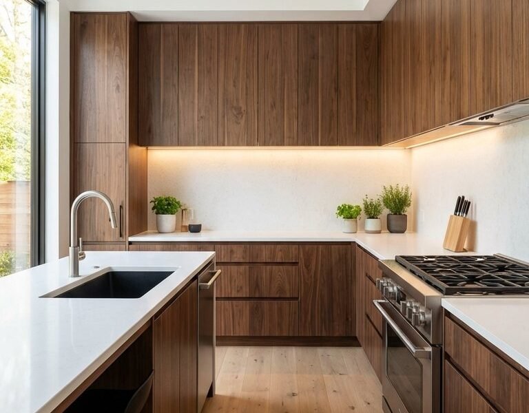 cuisine bois fonce grande fenetre