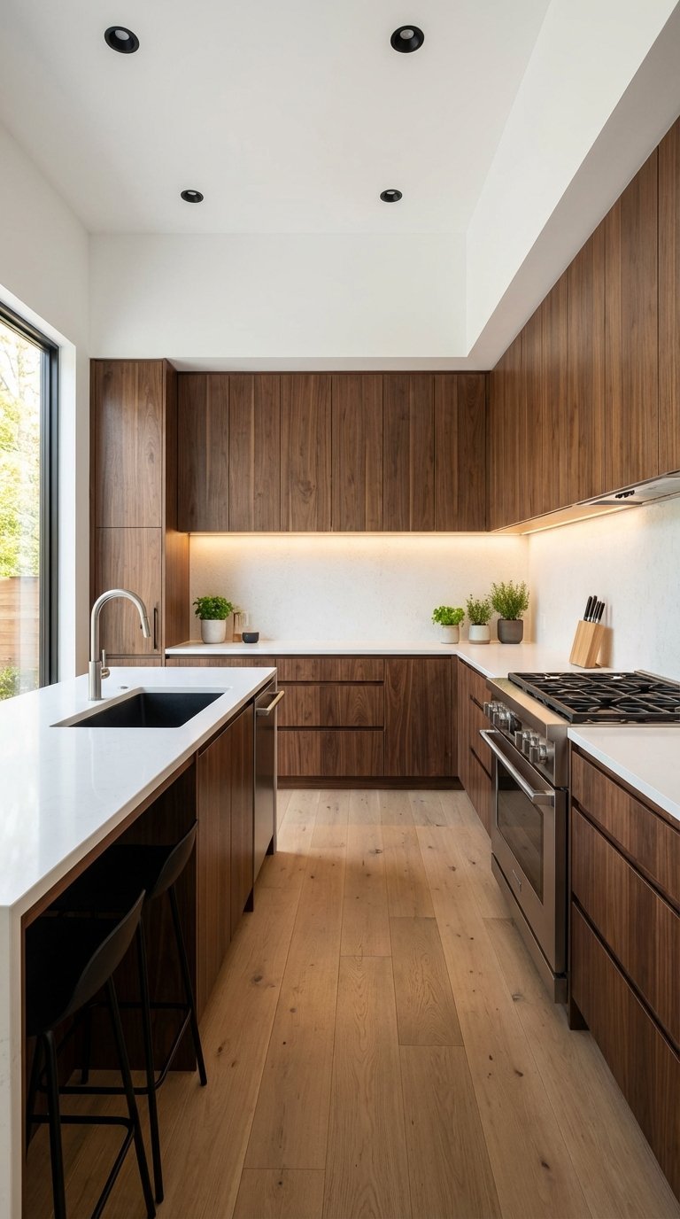 cuisine bois fonce grande fenetre