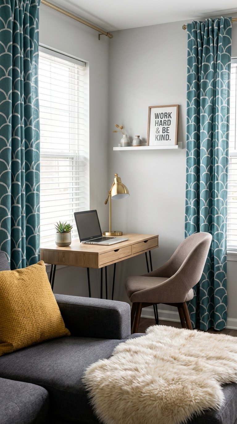 rideaux motifs bureau