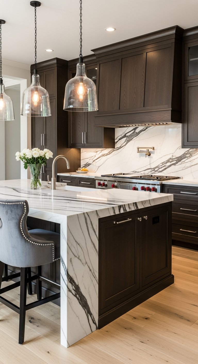 eclairage vitrine cuisine bois fonce