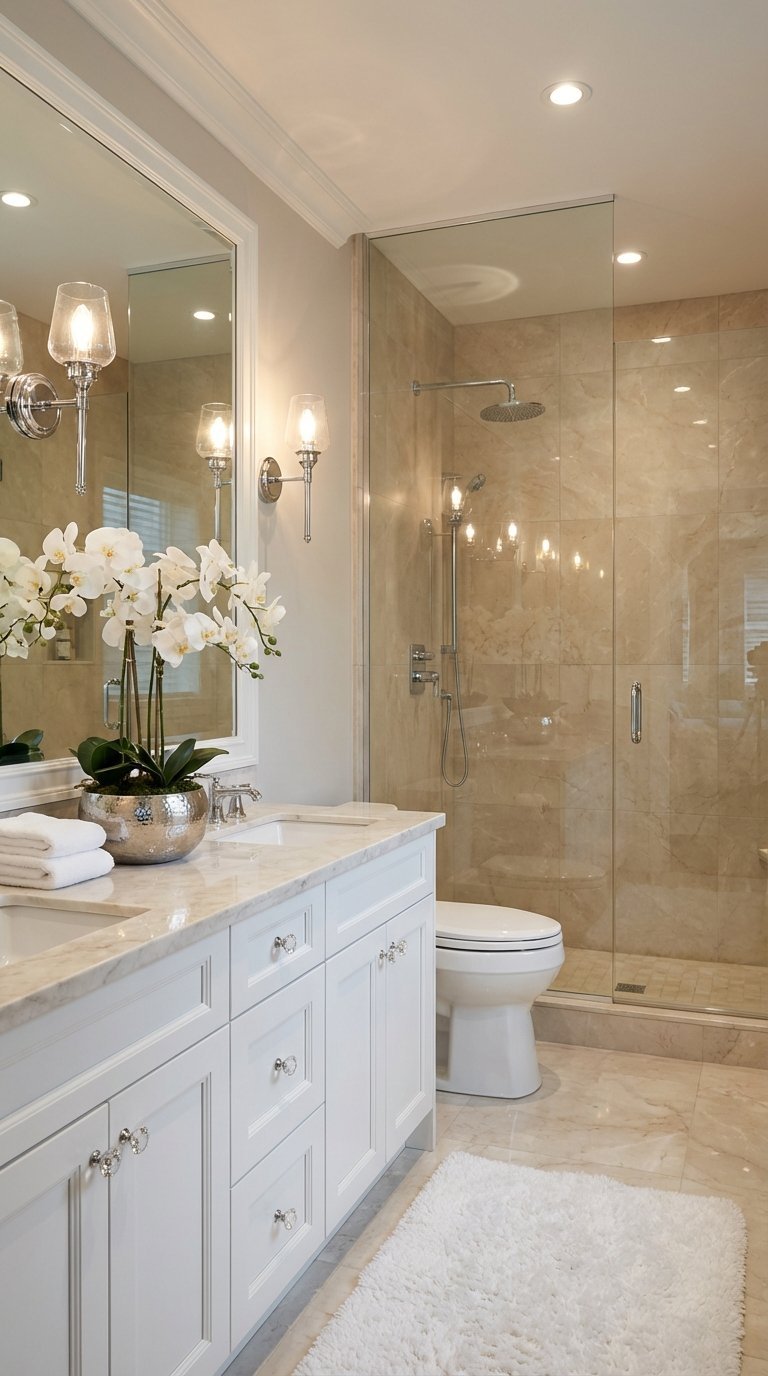 douche verre carrelage beige