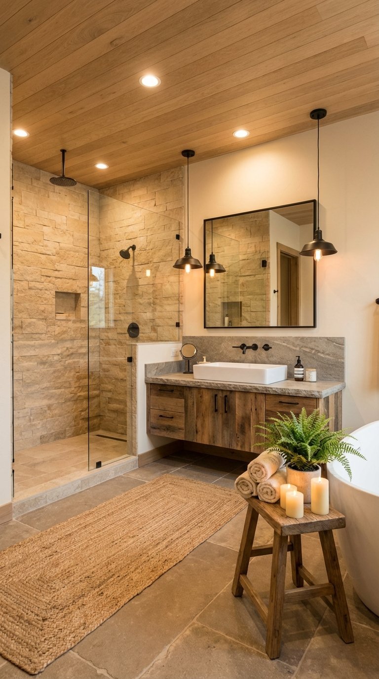 plafond bois pierre naturelle