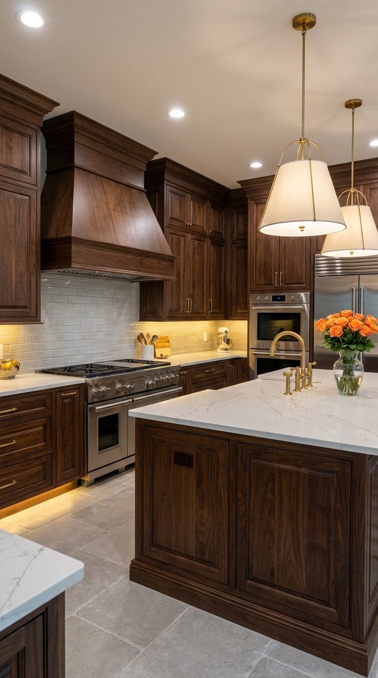 cuisine bois fonce suspension laiton