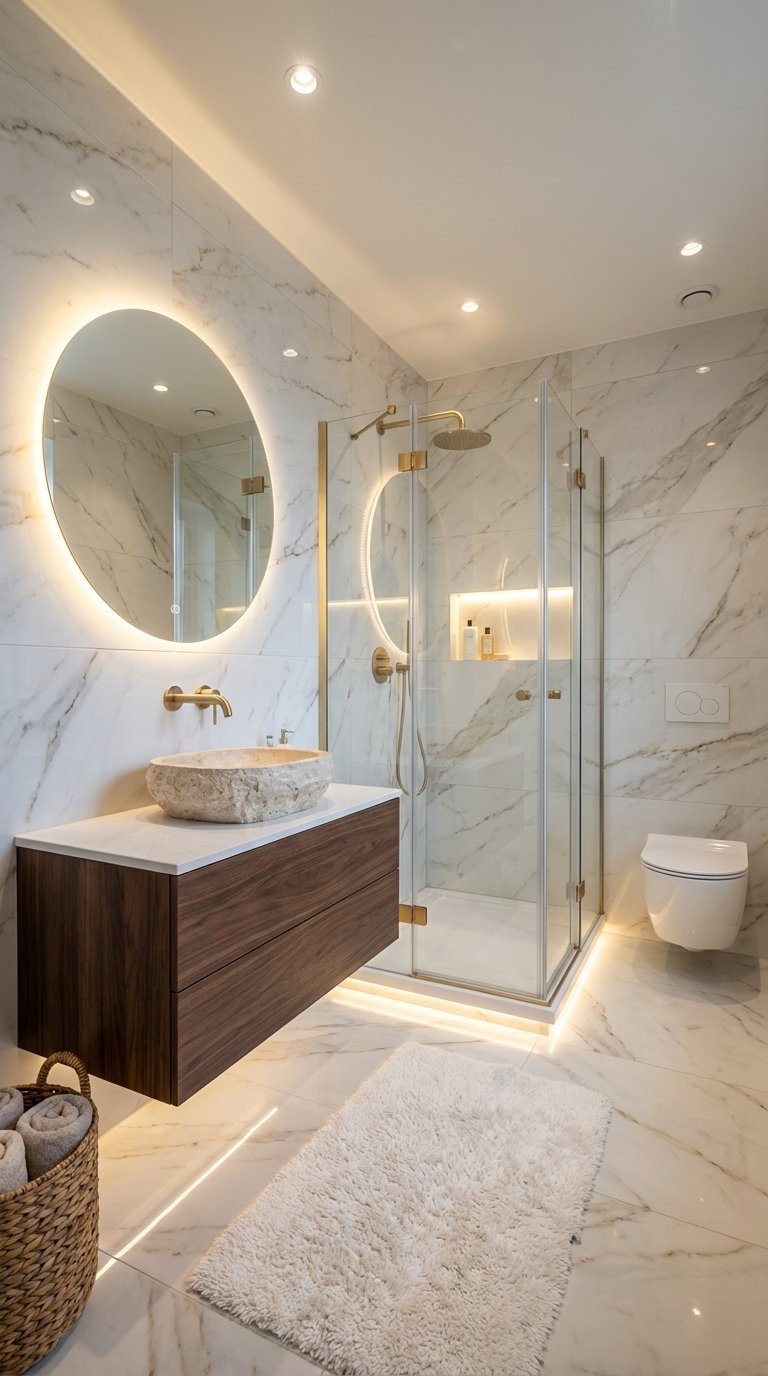 miroir retro eclaire moderne