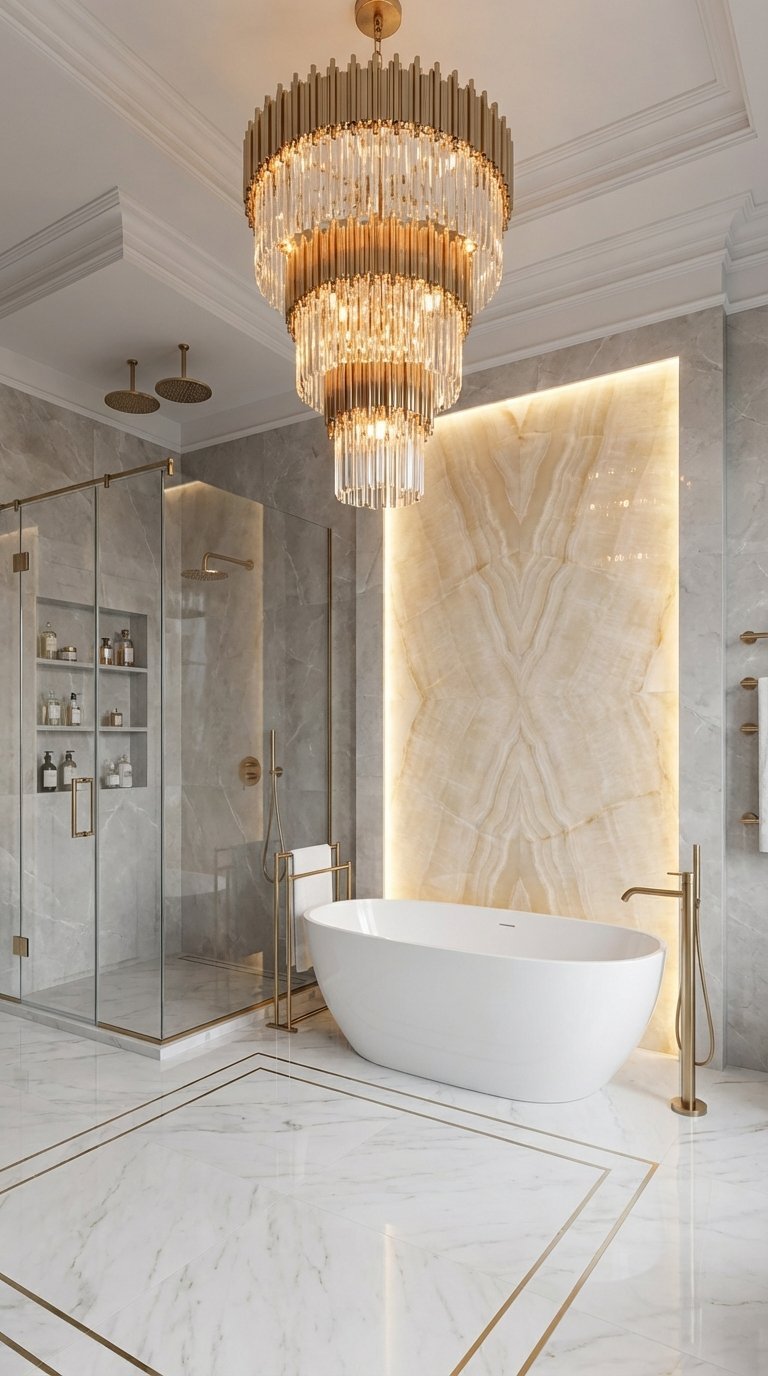 mur onyx lumineux baignoire