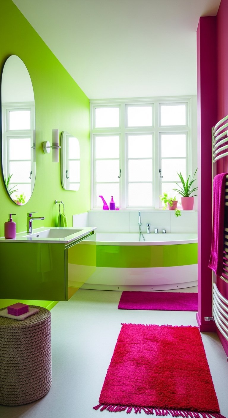 salle de bain vert neon moderne