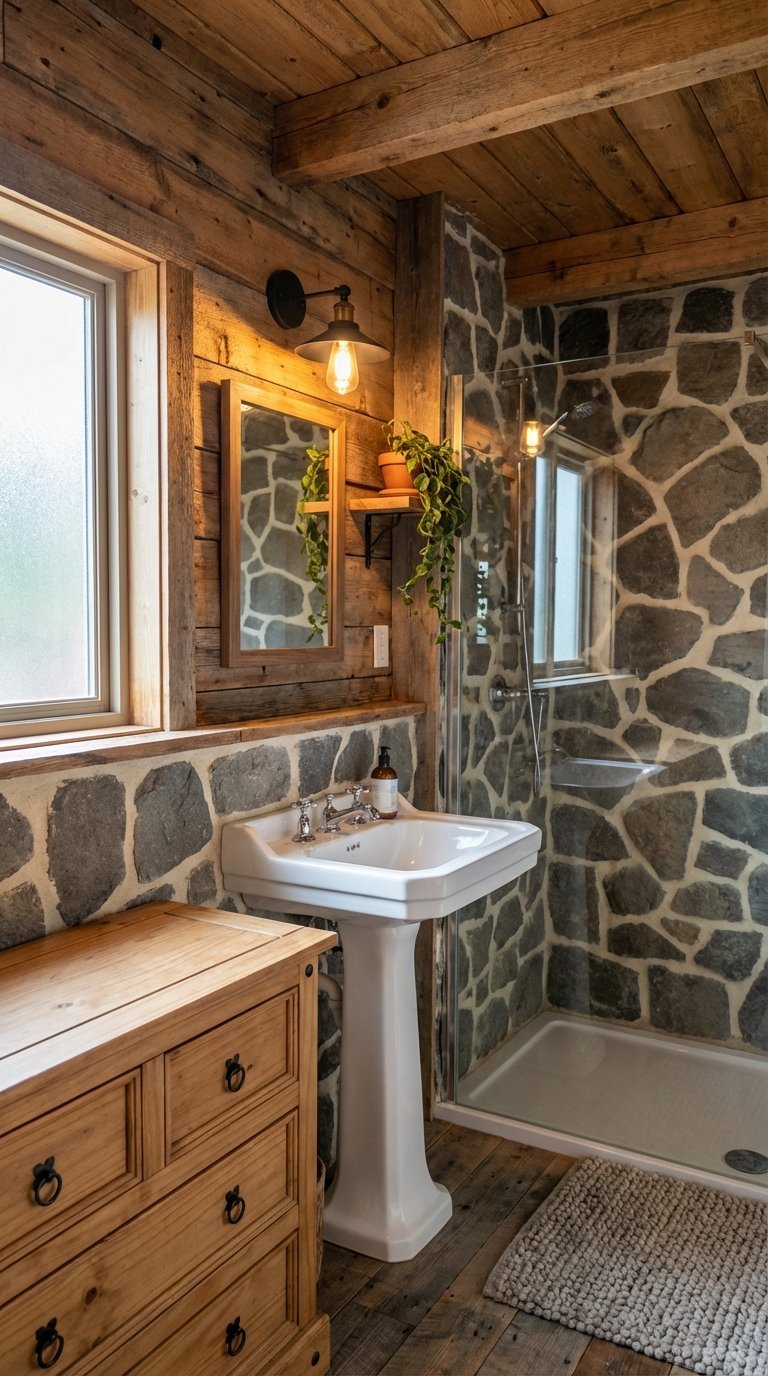 mur pierre salle de bain