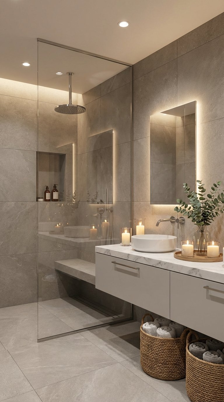 salle de bain grise pierre naturelle