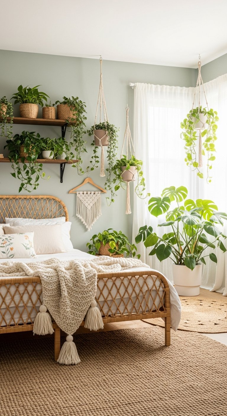 plantes suspendues macrame chambre nature