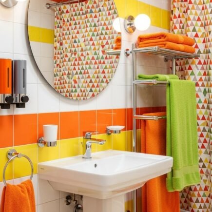 salle de bain geometrique retro