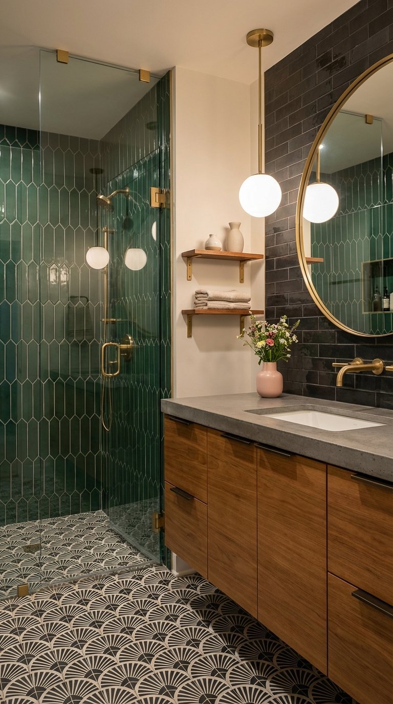 douche carrelage vert emeraude