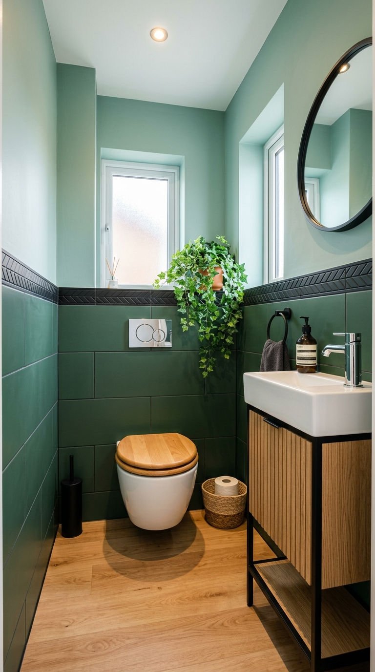 peinture toilettes vert eau