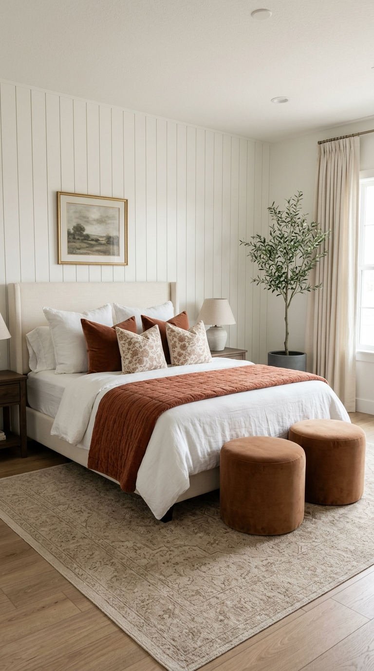 chambre couple terracotta blanc