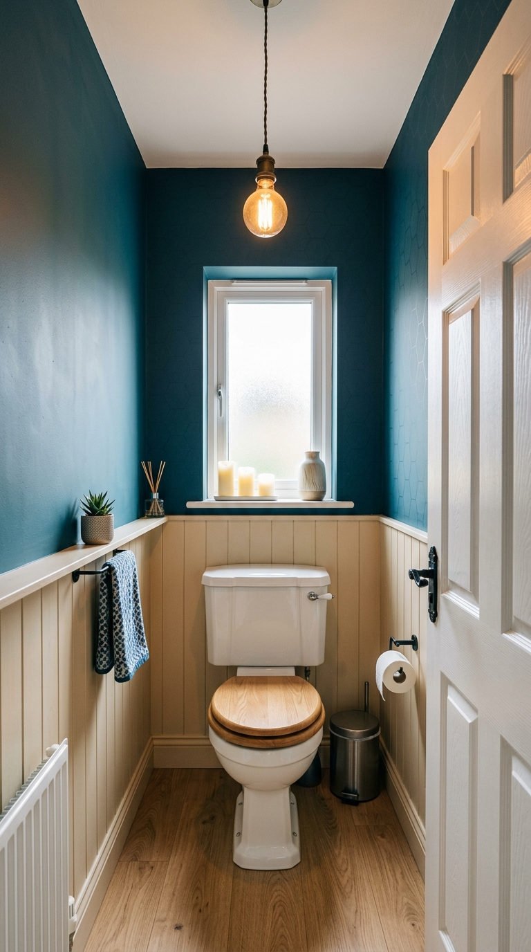 peinture toilettes bleu petrole
