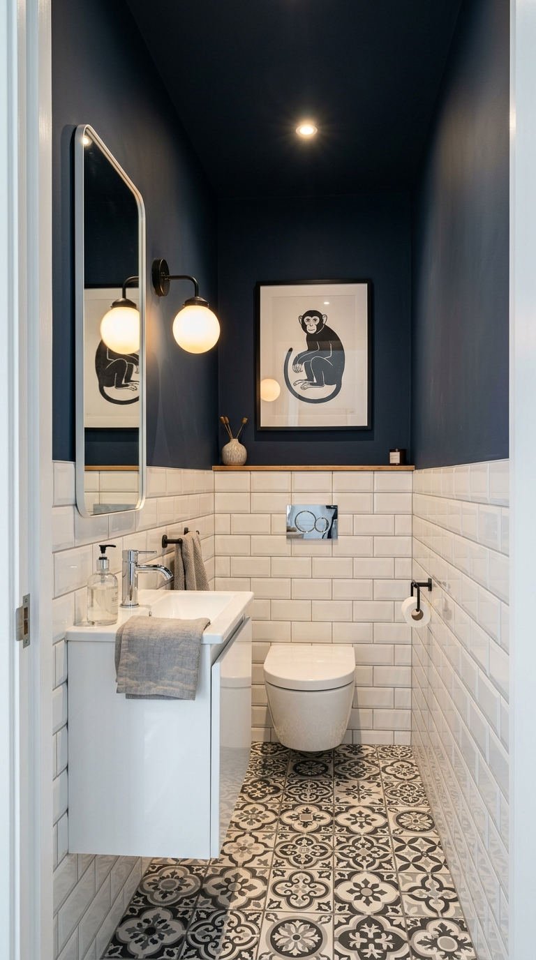 peinture toilettes plafond bleu