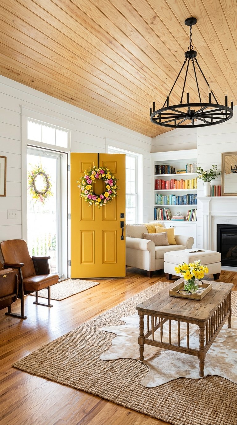 une porte jaune soleil