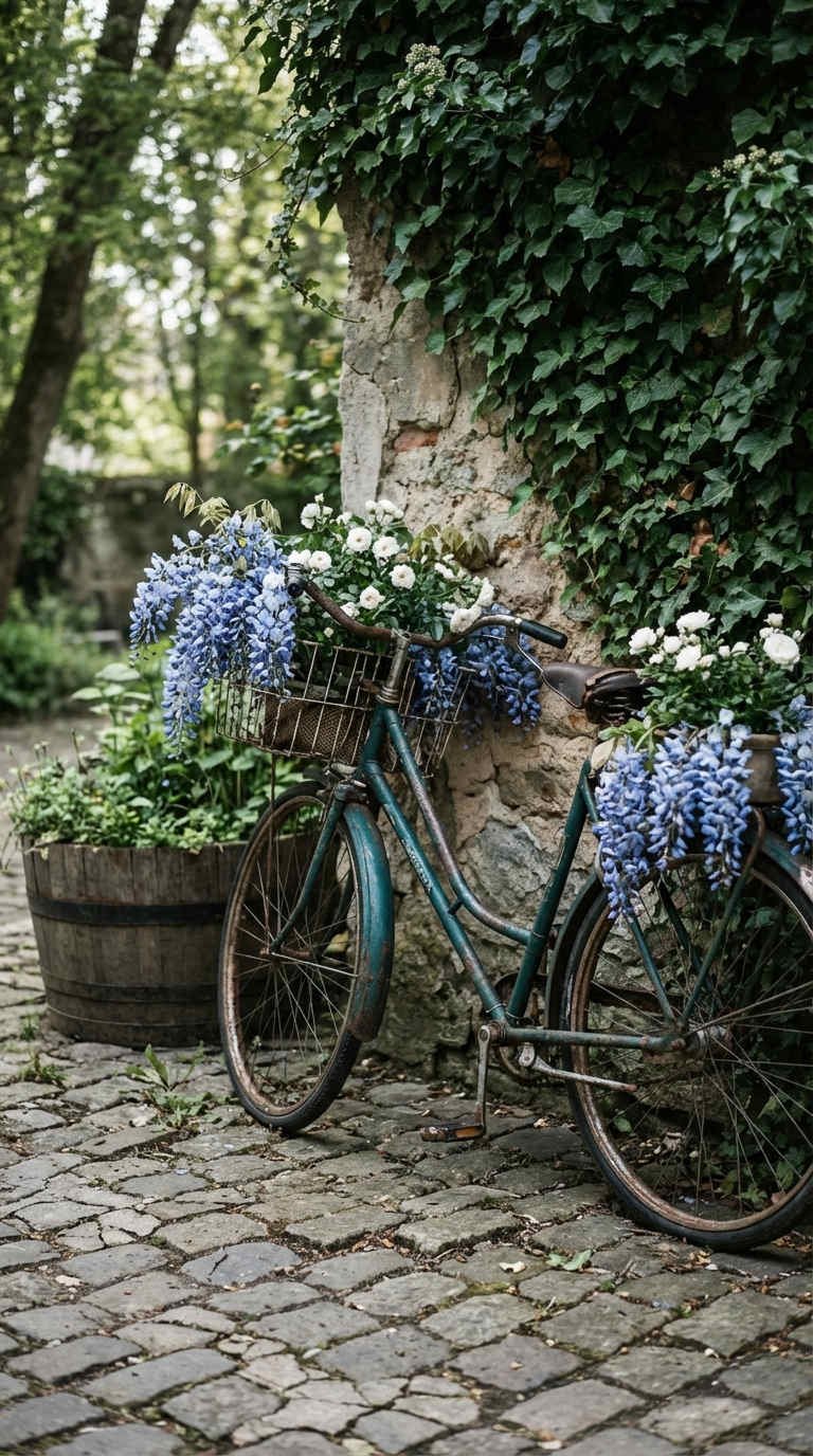 bicyclette bleue romantique