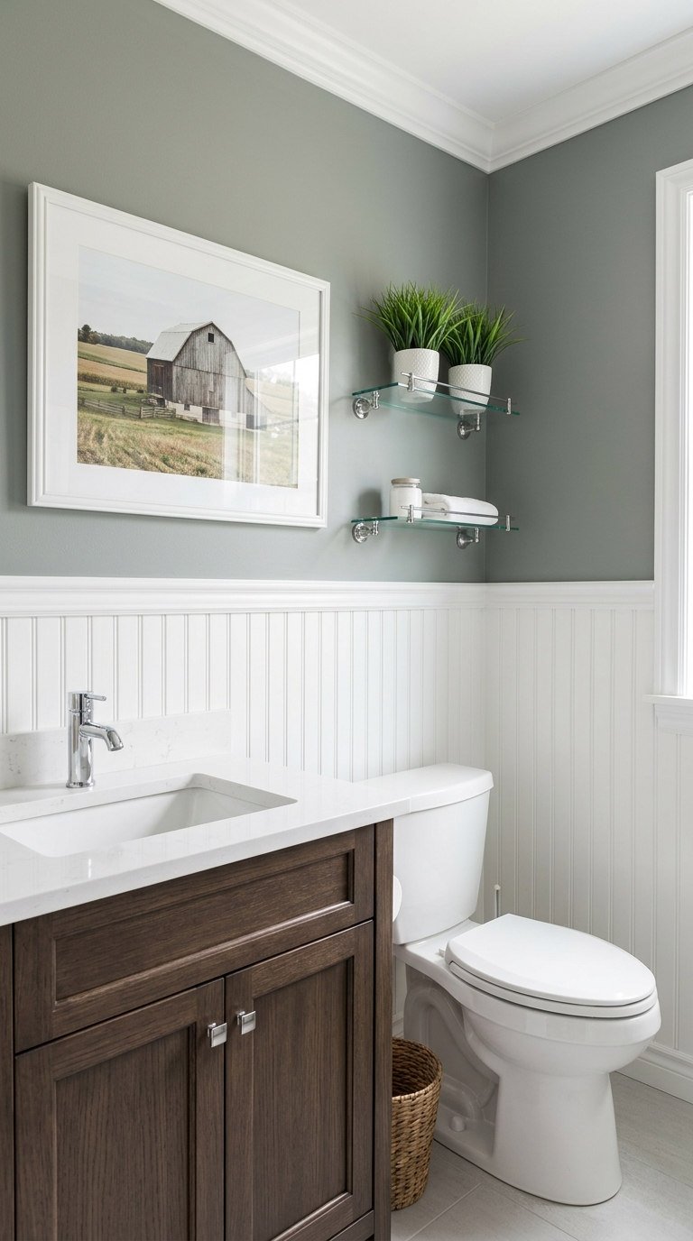 peinture toilettes gris vert