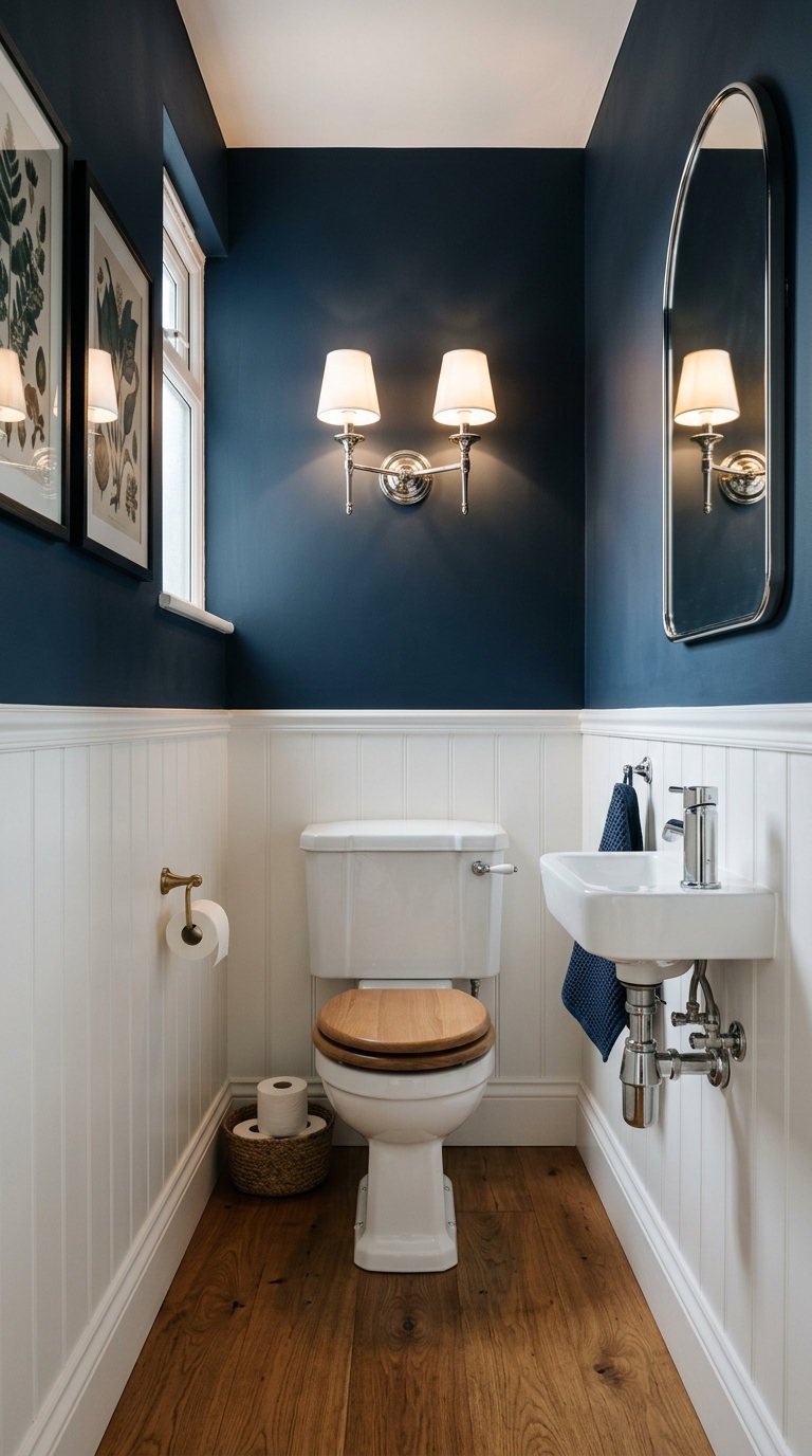 peinture toilettes marine blanc